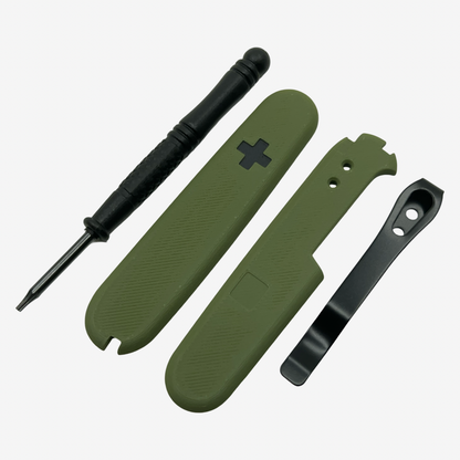 Swiss Cross  91mm Plus Scales Set with Optional Pocket Clip for Victorinox SAKs