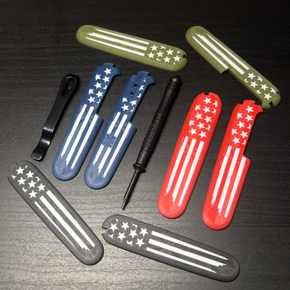 American Flag Plus Scales Set with Optional Pocket Clip for Victorinox SAKs